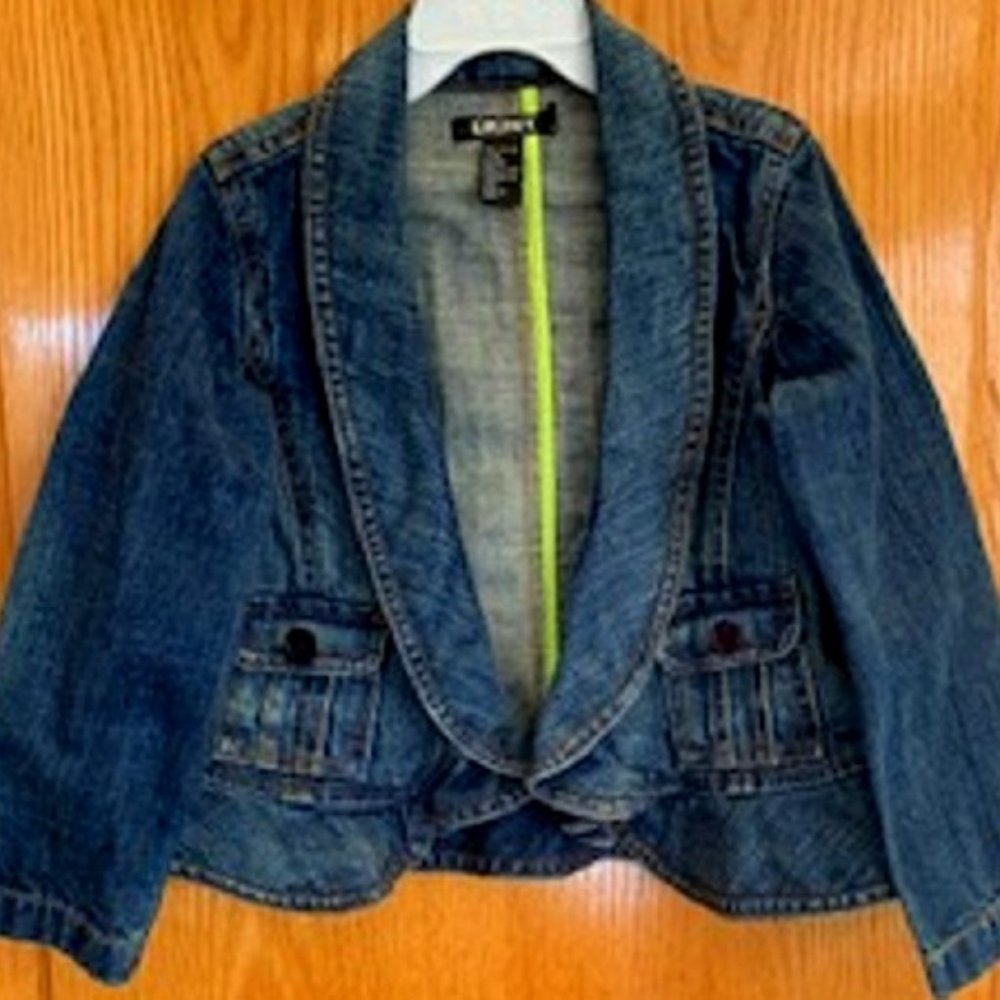 NWOT DKNY Girls Denim Medium Wash Blue Jacket 100% Cotton Sz: 5